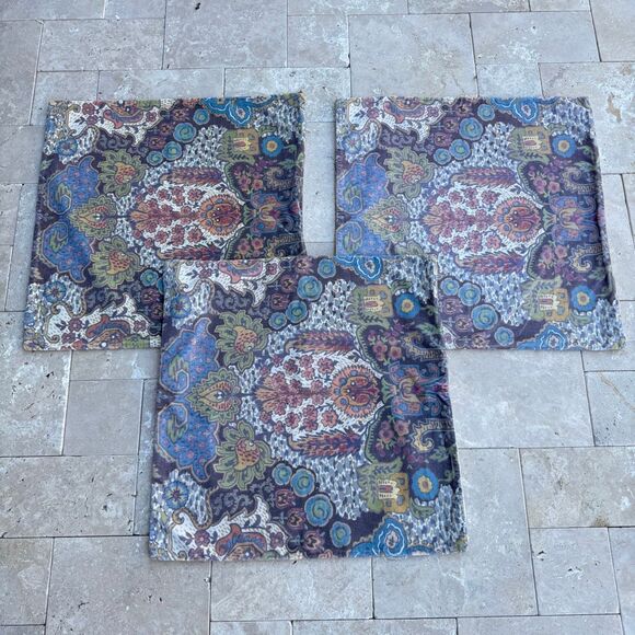 Lot of 3 Pottery Barn Pillow Covers Velvet Paisley Boho Large 24”x24” Multicolor - Picture 1 of 11